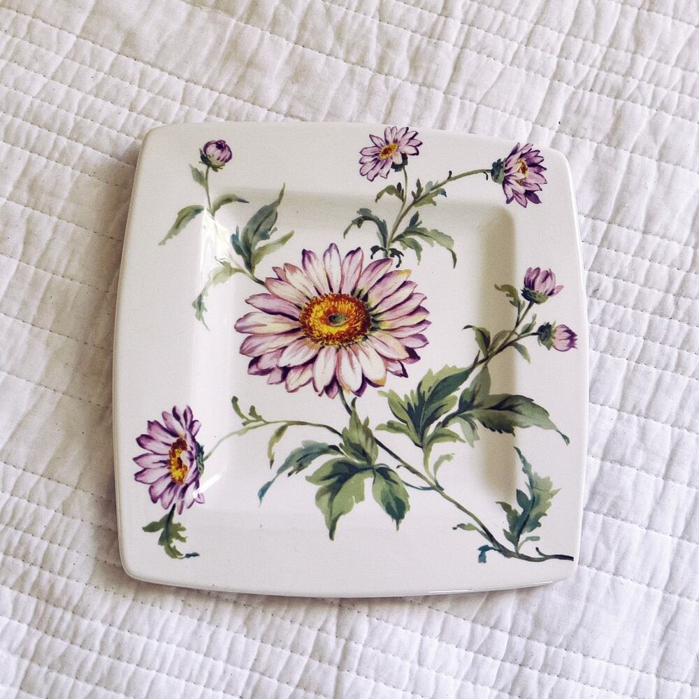 Vintage 1990s ICC Florens Dish Italian Ceramics Company Daisy Plate Floral Decor